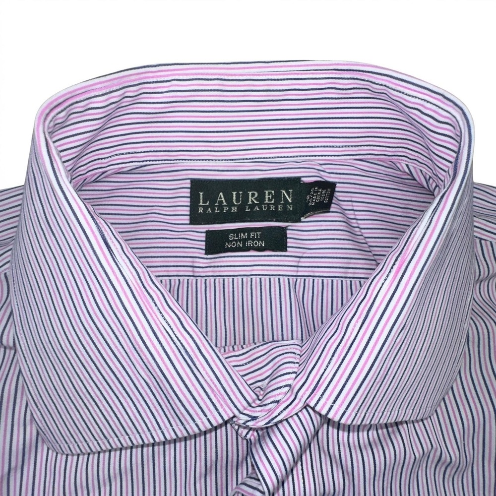 Lauren Ralph Lauren Dress Shirt‎ Mens 2XL Pink Non Iron Slim Fit Long Sleeve